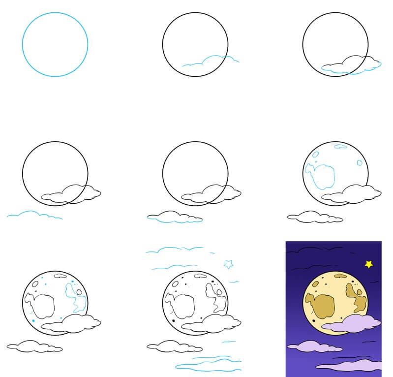 Dibujos de Luna y Nube