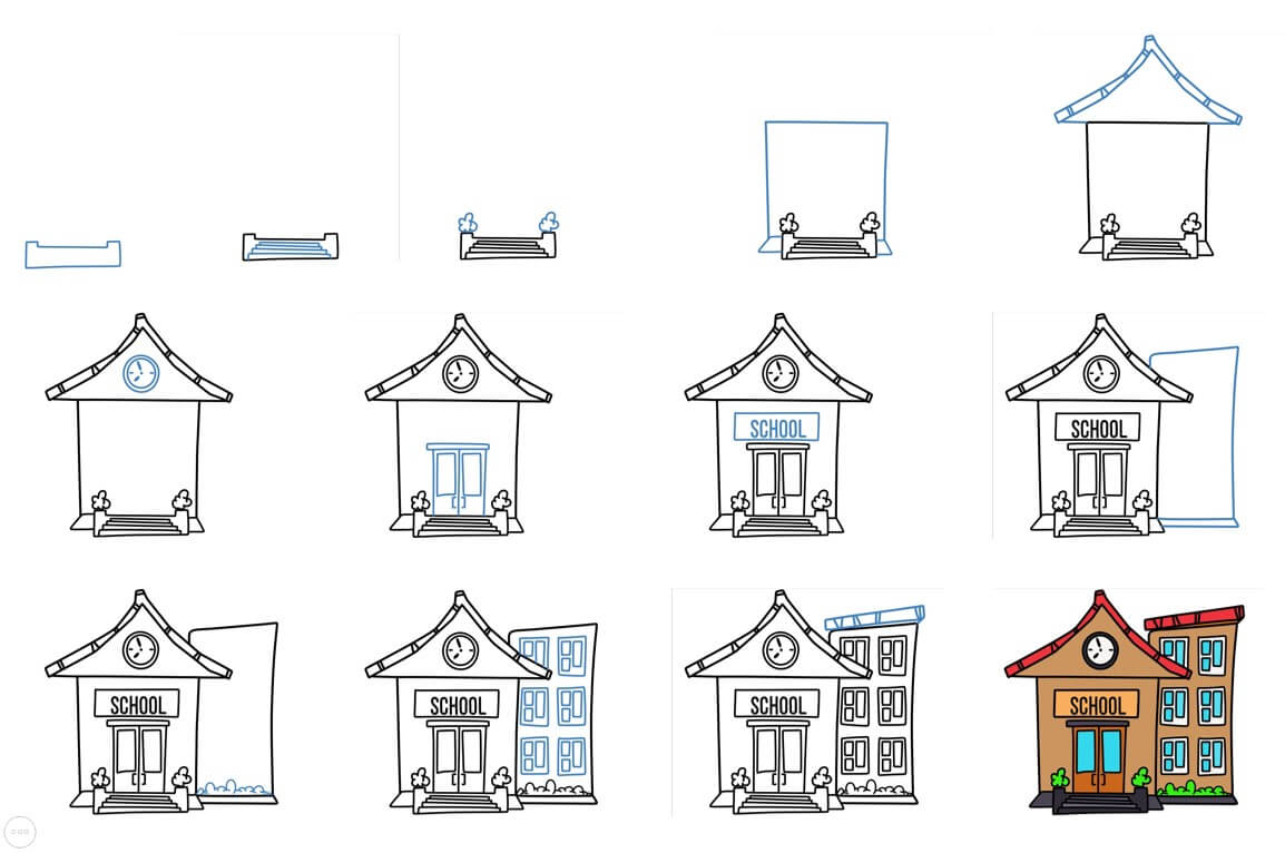 Dibujos de Una escuela - Idea 12