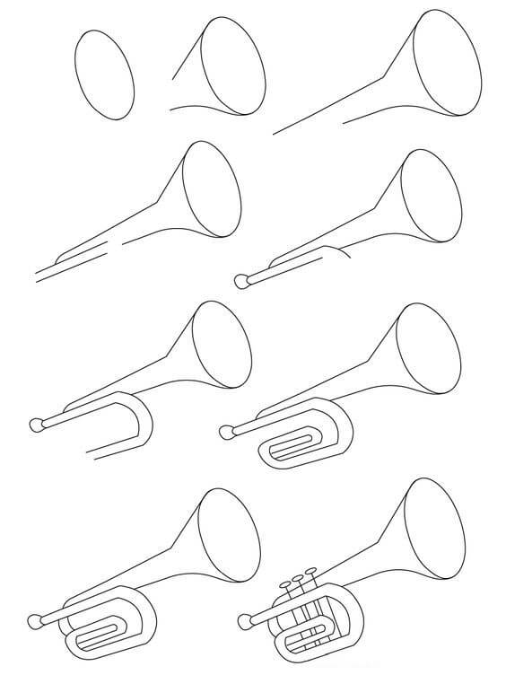 Dibujos de Una trompeta fácil - Idea 14