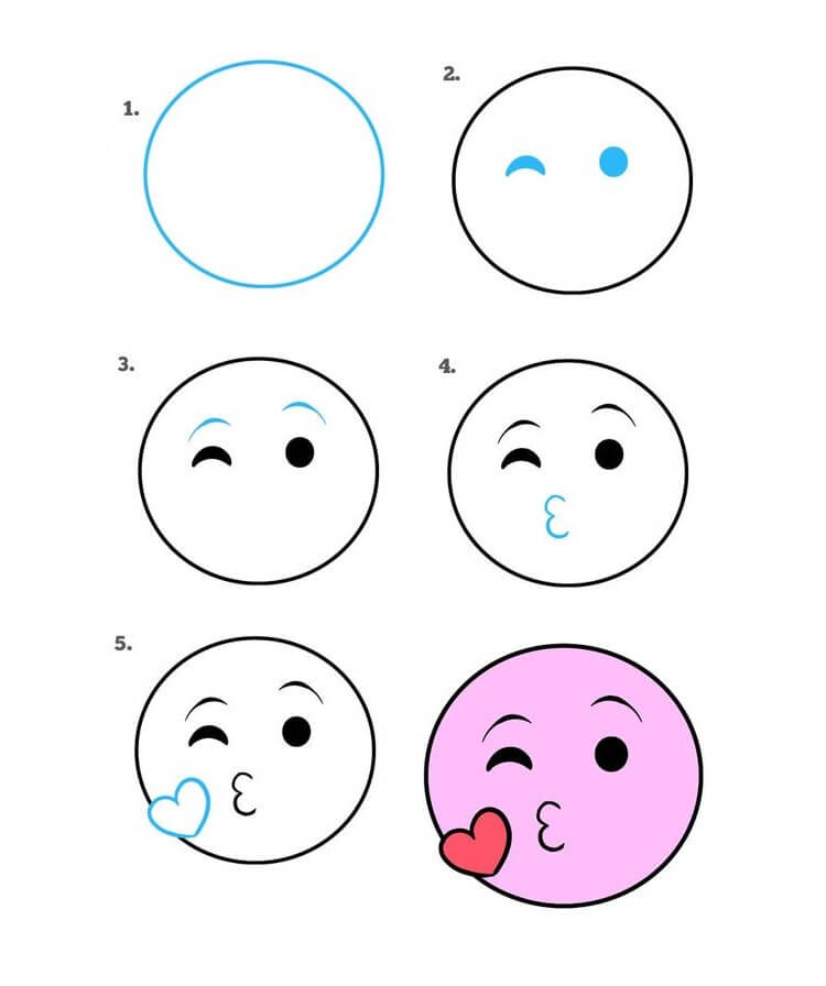 Dibujos de Emoji de beso de amor