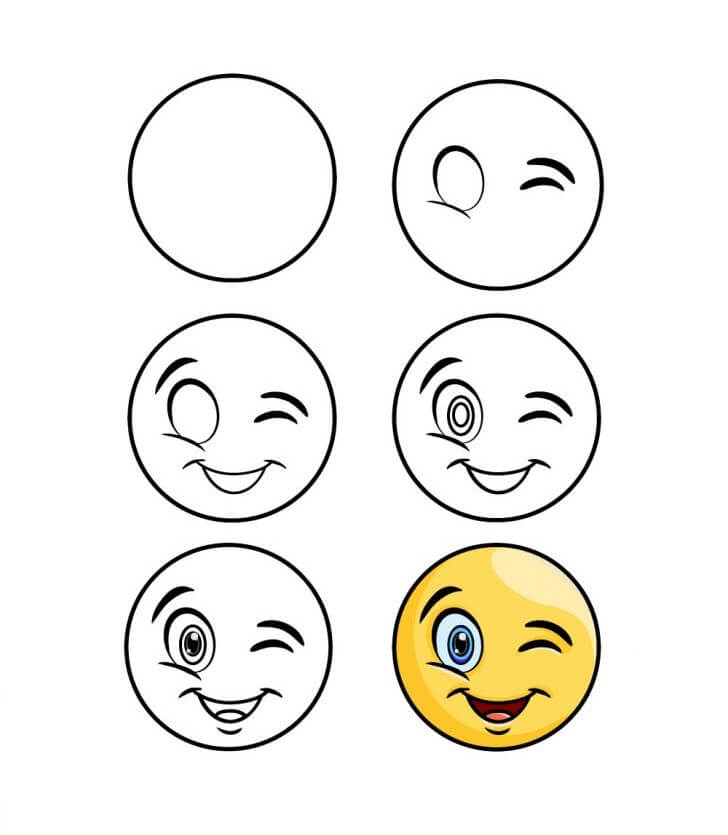 Dibujos de Emoji guiñando un ojo